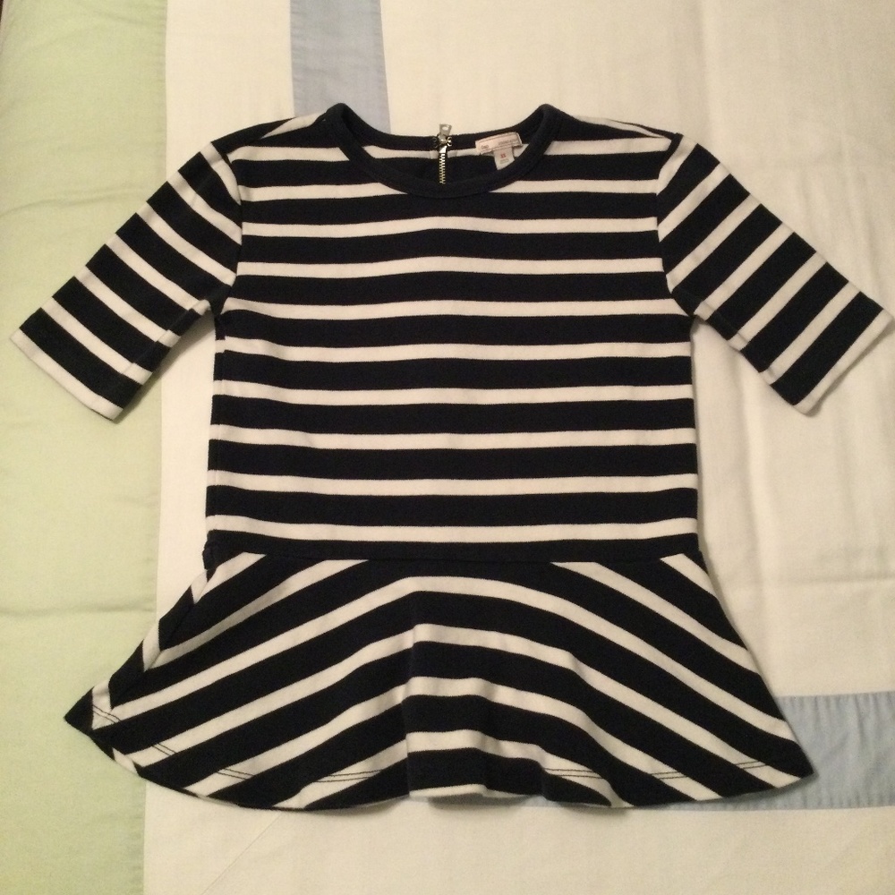 GAP | Navy blue and white stripe peplum top